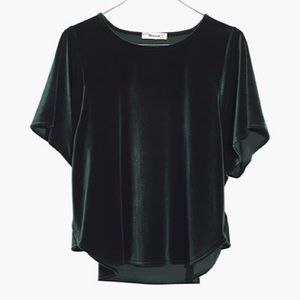 Madewell- dark green velvet butterfly top- Large